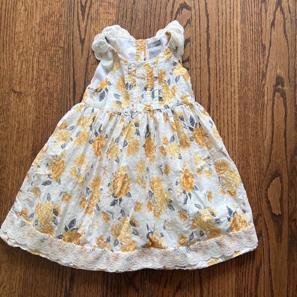 Tahari Sleeveless Yellow Lined Floral Toddler Girl Boho Dress - 3T